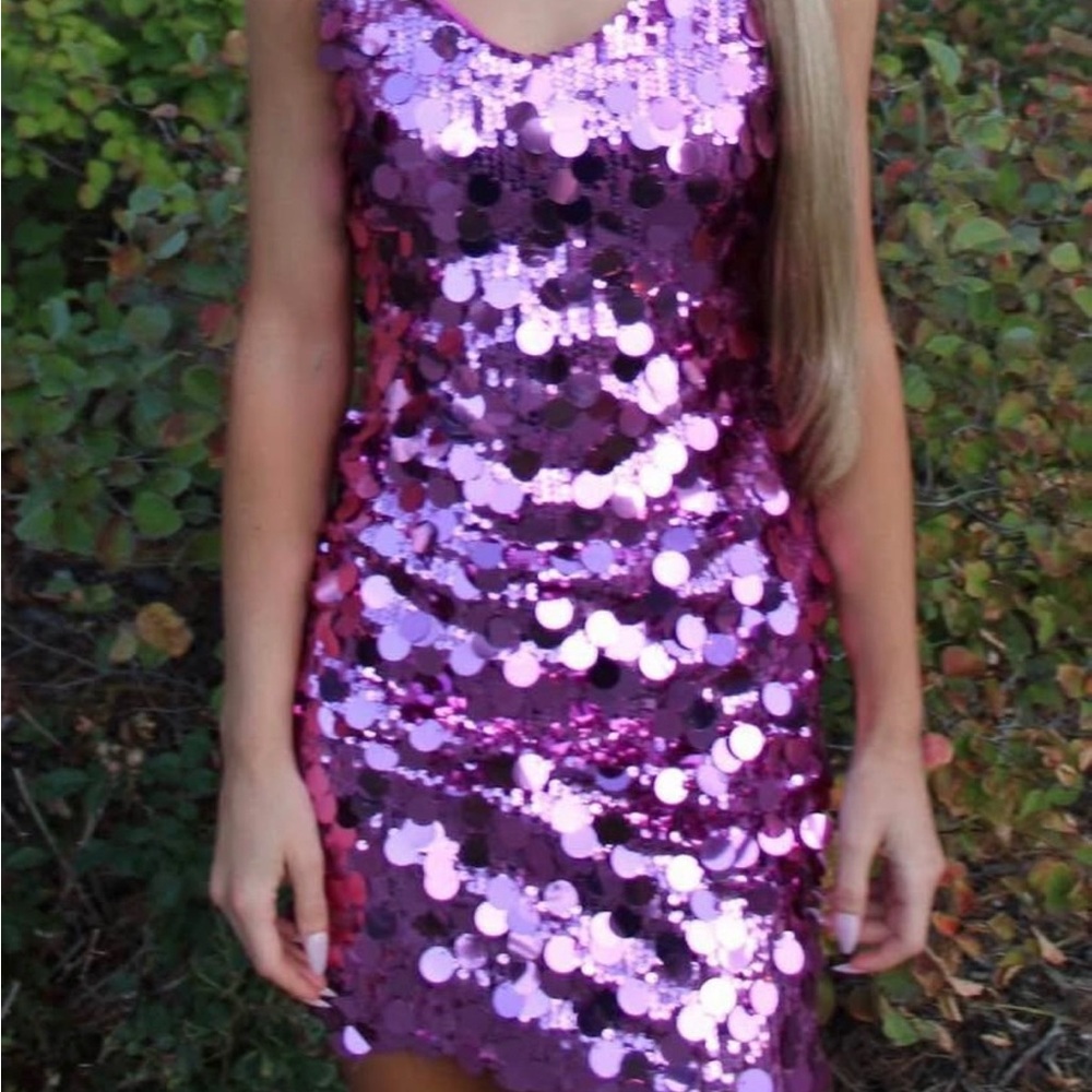 Dark Pink Sequin Dress XS